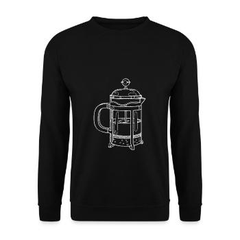 French Press Kaffeekanne Geschenk Kaffee Liebhaber - Unisex Pullover - Schwarz - Vorne - Alina (178cm) & Michal (187cm)
