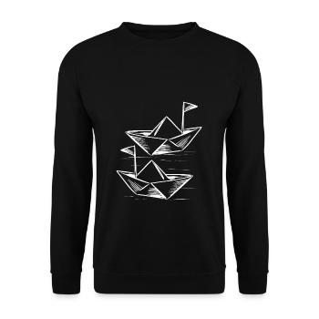 Faltboot Kapitän Vintage Retro Nordsee Ostsee Papi - Unisex Pullover - Schwarz - Vorne - Alina (178cm) & Michal (187cm)