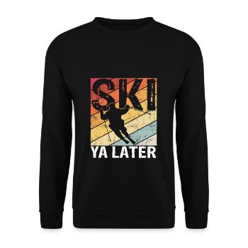 Vintage Ski Ya Later Retro Skifahrer Skifahrer Ges - Unisex Pullover - Schwarz - Vorne - Alina (178cm) & Michal (187cm)