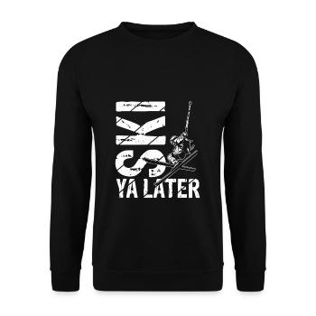 Vintage Ski Ya Later Retro Skifahrer Skifahrer Ges - Unisex Pullover - Schwarz - Vorne - Alina (178cm) & Michal (187cm)