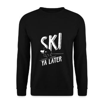 Vintage Ski Ya Later Retro Skifahrer Skifahrer Ski - Unisex Pullover - Schwarz - Vorne - Alina (178cm) & Michal (187cm)