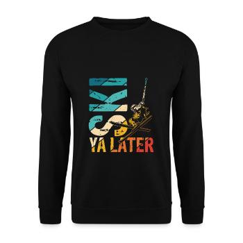 Vintage Ski Ya Later Retro Skifahrer Skifahrer Ski - Unisex Pullover - Schwarz - Vorne - Alina (178cm) & Michal (187cm)
