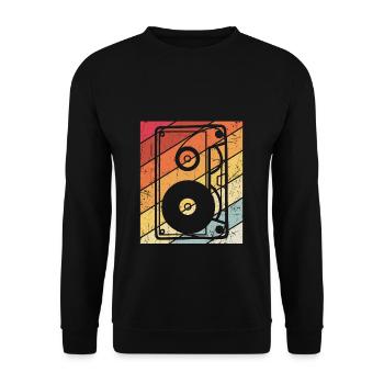 Retro Kassette Musikkassette - Vintage Tape Motiv - Unisex Pullover - Schwarz - Vorne - Alina (178cm) & Michal (187cm)