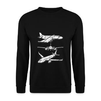 Retro Flugzeugführer Plane Vintage Flugzeug Pilot - Unisex Pullover - Schwarz - Vorne - Alina (178cm) & Michal (187cm)