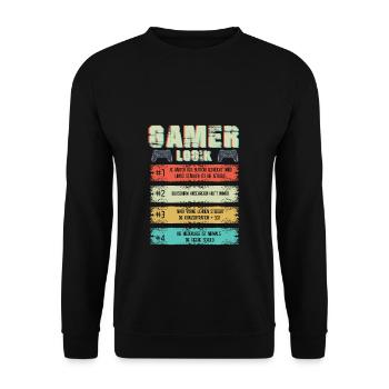 Gamer Logik Gaming Geschenk Videospiele Zocker - Unisex Pullover - Schwarz - Vorne - Alina (178cm) & Michal (187cm)