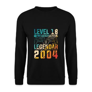 Level 18 Jahre Geburtstag 2004 LAN-Party Motiv Gam - Unisex Pullover - Schwarz - Vorne - Alina (178cm) & Michal (187cm)