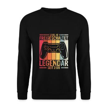 Level 18 Jahre Geburtstag 2006 Videospiel Liebhabe - Unisex Pullover - Schwarz - Vorne - Alina (178cm) & Michal (187cm)