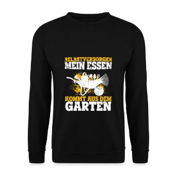 Selbstversorger Mein Essen Kommt Aus Dem Garten - - Unisex Pullover - Schwarz - Vorne - Alina (178cm) & Michal (187cm)