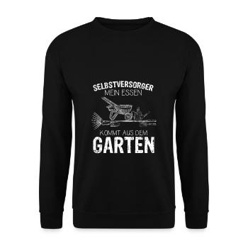 Selbstversorger Mein Essen Kommt Aus Dem Garten - - Unisex Pullover - Schwarz - Vorne - Alina (178cm) & Michal (187cm)