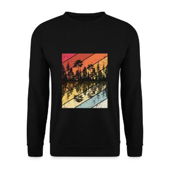 Wald Forrest Camping Vintage Baum Design Retro Lie - Unisex Pullover - Schwarz - Vorne - Alina (178cm) & Michal (187cm)