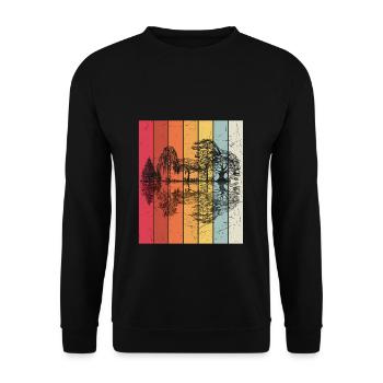 Wald Forrest Vintage Design Retro Natur Wanderer L - Unisex Pullover - Schwarz - Vorne - Alina (178cm) & Michal (187cm)