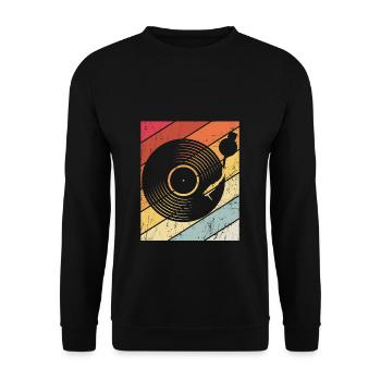 Vinly Plattenspieler Schallplatte 80s 90s Retro Sa - Unisex Pullover - Schwarz - Vorne - Alina (178cm) & Michal (187cm)