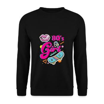 80s Girl Gift Music 80s Party Millennial - Sweat-shirt Unisexe - noir - Devant - Alina (178cm) & Michal (187cm)