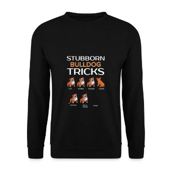 Stubborn Bulldog Tricks Funny Dog Gift - Unisex Sweatshirt - black - Front - Alina (178cm) & Michal (187cm)