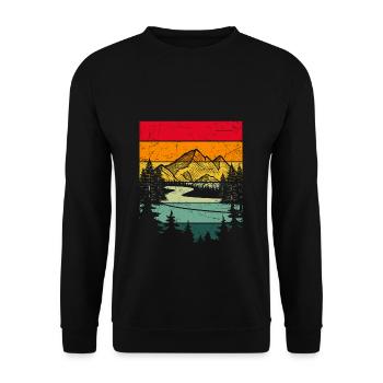 Bergsteiger Berg Retro Vintage Urlaub Zelten Motiv - Unisex Pullover - Schwarz - Vorne - Alina (178cm) & Michal (187cm)