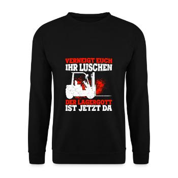 Verneigt Euch Ihr Luschen Der Lagergott Ist Jetzt - Unisex Pullover - Schwarz - Vorne - Alina (178cm) & Michal (187cm)