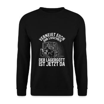 Lagergott Gabelstapler Staplerfahrer Lagerhalle Fa - Unisex Pullover - Schwarz - Vorne - Alina (178cm) & Michal (187cm)