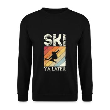 Skier Skifahrer Geschenk Vintage Retro - Unisex Pullover - Schwarz - Vorne - Alina (178cm) & Michal (187cm)