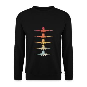 Retro Flugzeugführer Fliegen Vintage Flugzeug Pilo - Unisex Pullover - Schwarz - Vorne - Alina (178cm) & Michal (187cm)