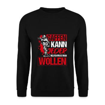 Feuerwehr Gaffen kann jeder Feuerwehrmann Gaffer S - Unisex Pullover - Schwarz - Vorne - Alina (178cm) & Michal (187cm)