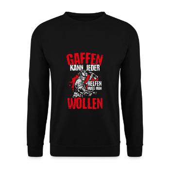 Feuerwehr Gaffen kann jeder Feuerwehrmann Gaffer G - Unisex Pullover - Schwarz - Vorne - Alina (178cm) & Michal (187cm)