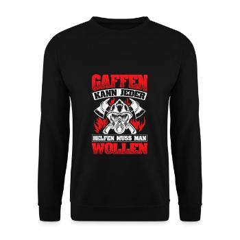 Feuerwehr Gaffen kann jeder Feuerwehrmann Gaffer G - Unisex Pullover - Schwarz - Vorne - Alina (178cm) & Michal (187cm)