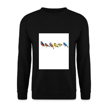Vogelmotiv Vögel Amsel Rotkehlchen Geschenk Vogelf - Unisex Pullover - Schwarz - Vorne - Alina (178cm) & Michal (187cm)