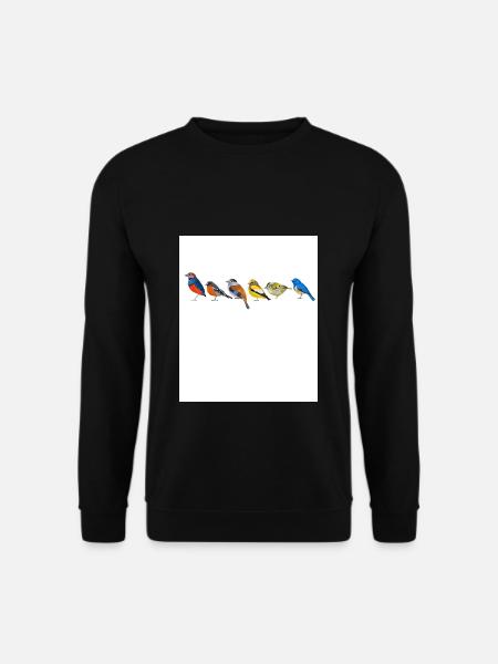 Vogelmotiv Vögel Amsel Rotkehlchen Geschenk Vogelf - Unisex Pullover - Schwarz