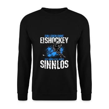 Eishockey Torwart Puck Eis Sport Geschenk Eishocke - Unisex Pullover - Schwarz - Vorne - Alina (178cm) & Michal (187cm)