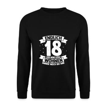Endlich 18 Geburtstag Party Feiern Geschenk Geburt - Unisex Pullover - Schwarz - Vorne - Alina (178cm) & Michal (187cm)
