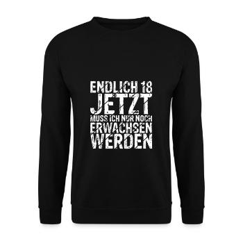 Endlich 18 Geburtstag Party Feiern Geschenk Geburt - Unisex Pullover - Schwarz - Vorne - Alina (178cm) & Michal (187cm)