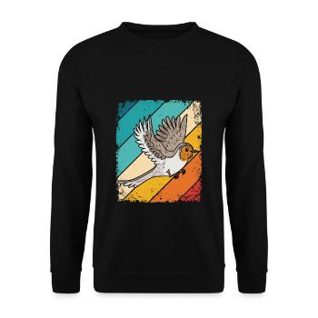 Rotkehlchen Vogelfreund Vogelfan Retro Natur Liebh - Unisex Pullover - Schwarz - Vorne - Alina (178cm) & Michal (187cm)