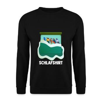 Schlafshirt Vogelmotiv Amsel Rotkehlchen Vogel Lie - Unisex Pullover - Schwarz - Vorne - Alina (178cm) & Michal (187cm)