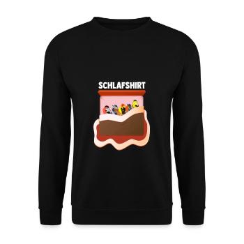 Schlafshirt Vogelmotiv Vögel Amsel Rotkehlchen Nat - Unisex Pullover - Schwarz - Vorne - Alina (178cm) & Michal (187cm)