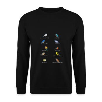 Vogelmotiv Vögel Amsel Rotkehlchen Geschenk Naturs - Unisex Pullover - Schwarz - Vorne - Alina (178cm) & Michal (187cm)