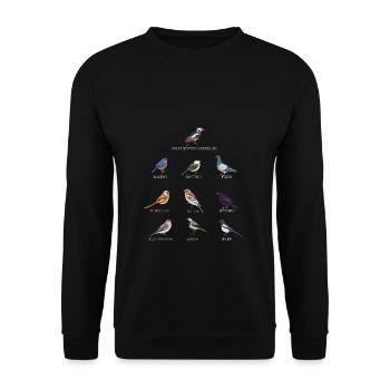 Vogelmotiv Amsel Rotkehlchen Geschenk Vogel Liebha - Unisex Pullover - Schwarz - Vorne - Alina (178cm) & Michal (187cm)