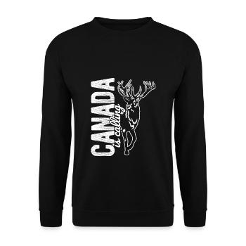 Canada is Calling - Urlaub Kanada Elch Liebhaber U - Unisex Pullover - Schwarz - Vorne - Alina (178cm) & Michal (187cm)