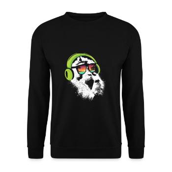 Monkey Design mit DJ Kopfhörer und Sonnenbrille Af - Unisex Pullover - Schwarz - Vorne - Alina (178cm) & Michal (187cm)