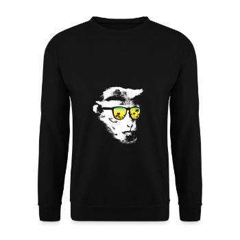 Monkey Design mit DJ Kopfhörer und Sonnenbrille Af - Unisex Pullover - Schwarz - Vorne - Alina (178cm) & Michal (187cm)