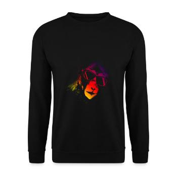 Monkey DJ mit Kopfhörer und Sonnenbrille Geschenki - Unisex Pullover - Schwarz - Vorne - Alina (178cm) & Michal (187cm)