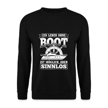 Boot Yacht Jolle Kajak Fan Geschenk Kapitän Schiff - Unisex Pullover - Schwarz - Vorne - Alina (178cm) & Michal (187cm)
