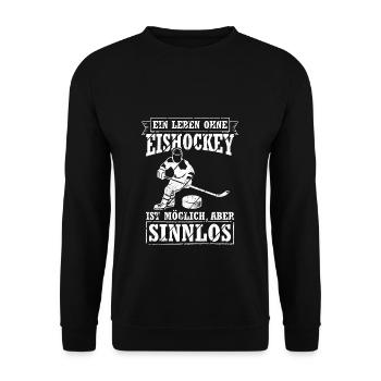 Eishockey Torwart Puck Eis Sport Geschenk Eishocke - Unisex Pullover - Schwarz - Vorne - Alina (178cm) & Michal (187cm)