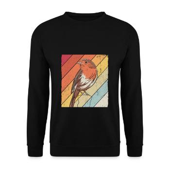 Rotkehlchen Vogelfreund Vogelfan Vintage Natur Lie - Unisex Pullover - Schwarz - Vorne - Alina (178cm) & Michal (187cm)