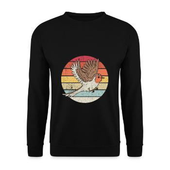 Rotkehlchen Vogelfreund Vogelfan Retro Natur Liebh - Unisex Pullover - Schwarz - Vorne - Alina (178cm) & Michal (187cm)