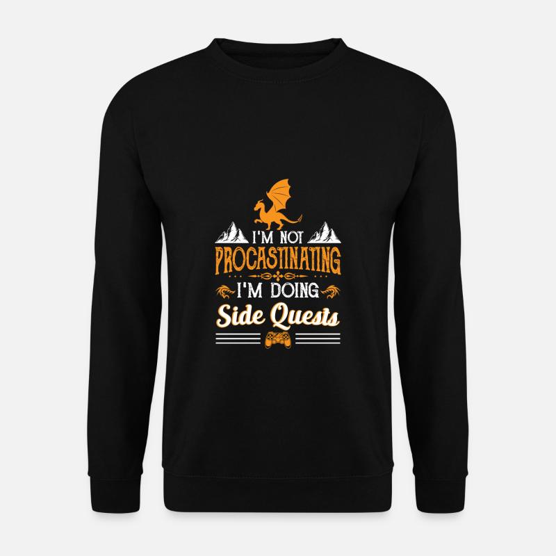 Procrastinating Side Quests Gamer Prokrastination - Unisex Pullover - Schwarz