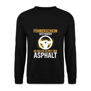 Fahrprüfung Bestanden Führerschein Fahrschüler Aut - Unisex Pullover - Schwarz - Vorne - Alina (178cm) & Michal (187cm)