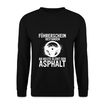 Fahrprüfung Bestanden Führerschein Autofans Fahran - Unisex Pullover - Schwarz - Vorne - Alina (178cm) & Michal (187cm)