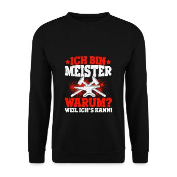 KFZ-Meister Zimmermeister Tischlermeister Bäckerme - Unisex Pullover - Schwarz - Vorne - Alina (178cm) & Michal (187cm)