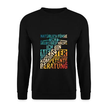 KFZ-Meister Zimmermeister Tischlermeister Bäckerme - Unisex Pullover - Schwarz - Vorne - Alina (178cm) & Michal (187cm)