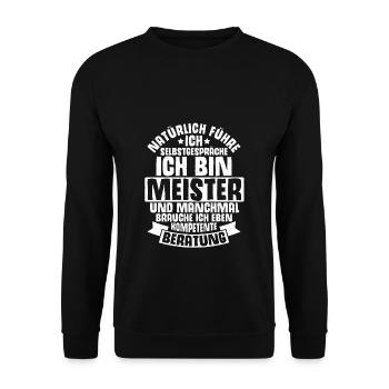 KFZ-Meister Zimmermeister Tischlermeister Bäckerme - Unisex Pullover - Schwarz - Vorne - Alina (178cm) & Michal (187cm)